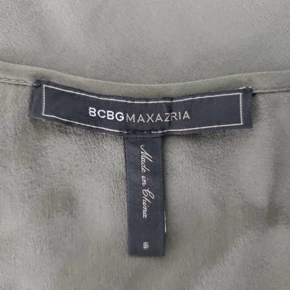 BCBGMaxAzria Mura Top/Tank ~ Dark Green/Olive Fringed 100% Silk ~ Size Small - Picture 7 of 9